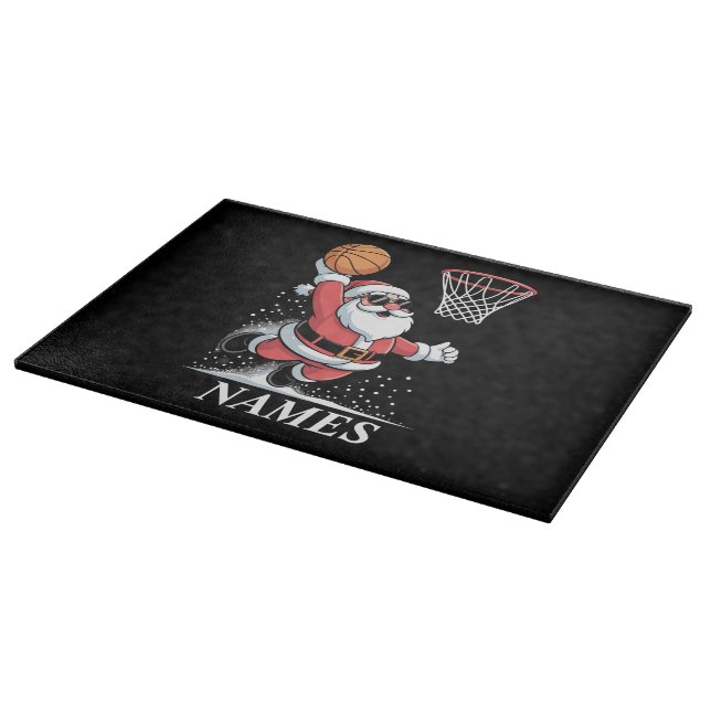 Personalized Name Xmas Santa Dunking Basketball Cutting Board (Corner)