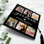 Personalized Name Year Photo Collage Graduation Cap Topper<br><div class="desc">Trendy graduation cap topper featuring a photo collage of memories of the graduate over the years,  the word 'graduate' in a elegant script typographic font,  their name,  class year,  and mortarboard symbol.</div>