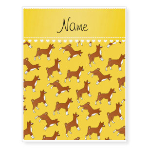 Personalized name yellow basenji dogs temporary tattoos