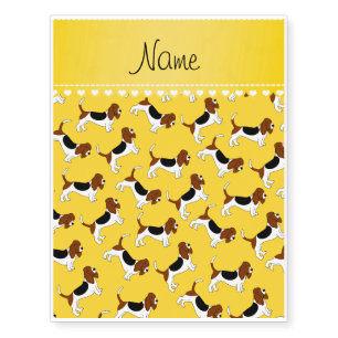Personalized name yellow basset hound dogs temporary tattoos