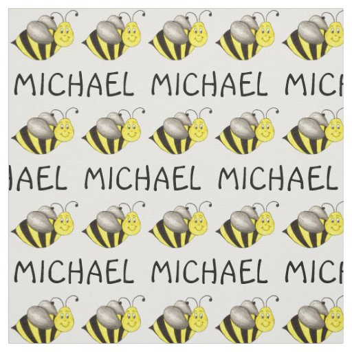 Personalized Name Yellow Bee Bumblebee Honeybee Fabric