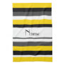 Personalized name yellow black gray white stripes towel