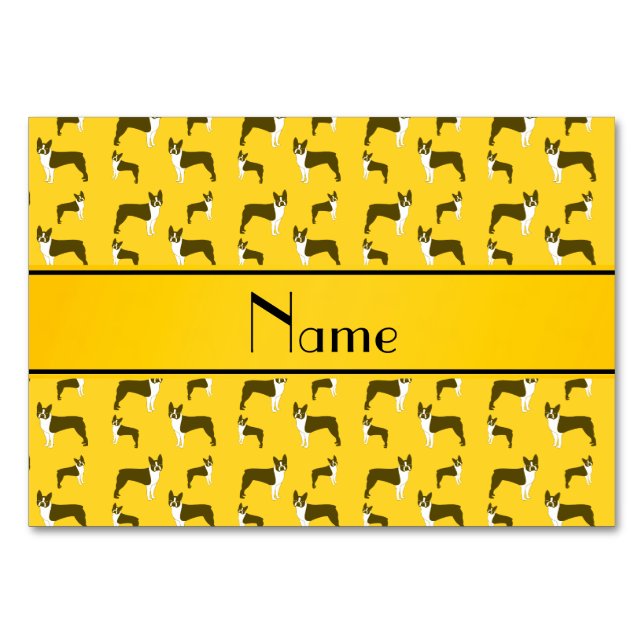 Personalized name yellow boston terrier table number (Front)