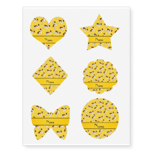 Personalized name yellow brittany spaniel dogs temporary tattoos