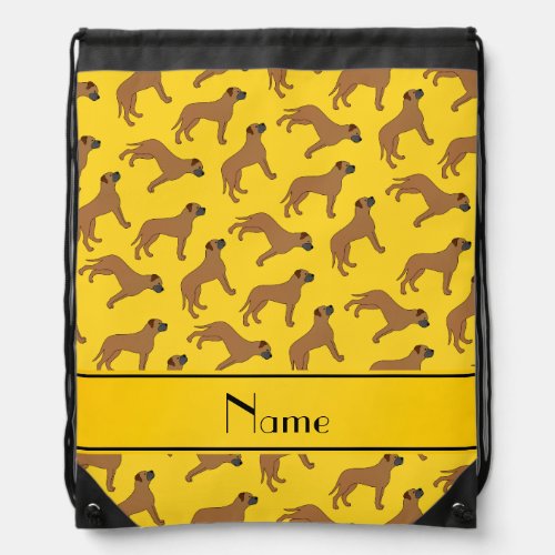 Personalized name yellow bullmastiff dogs drawstring bag