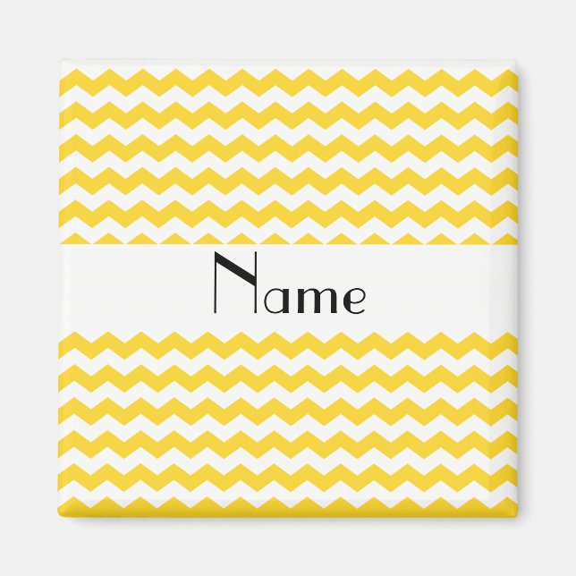 Personalized name yellow chevrons magnet (Front)