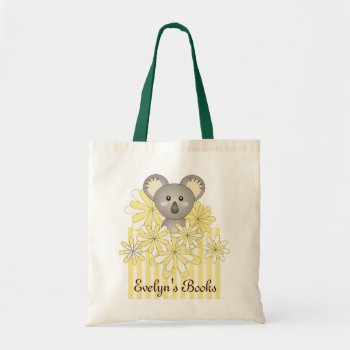 Personalized Name Yellow Cute Baby Koala Kids Tote Bag by WindUpEgg at Zazzle