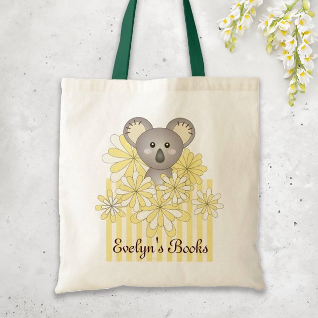 Personalized Name Yellow Cute Baby Koala Kids Tote Bag (Creator Uploaded)