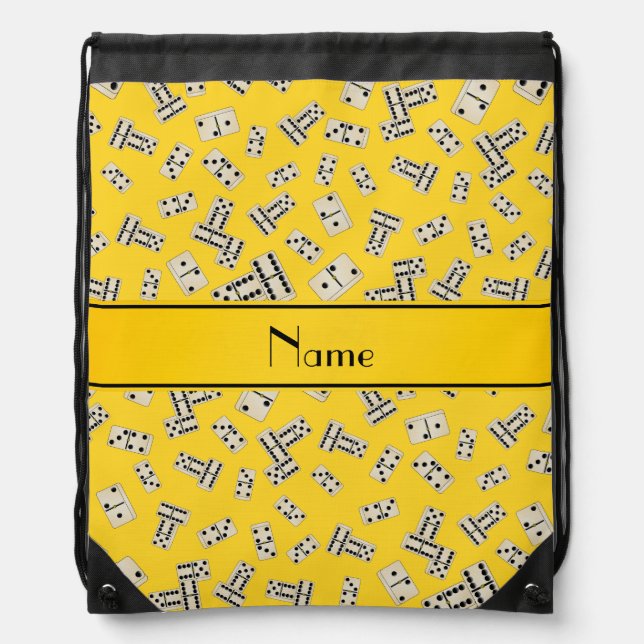 Personalized name yellow dominos drawstring bag (Front)