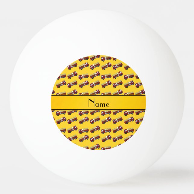Personalized name yellow firetrucks Ping-Pong ball (Front)