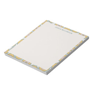 Personalized Name Yellow Floral Pastel Border Notepad