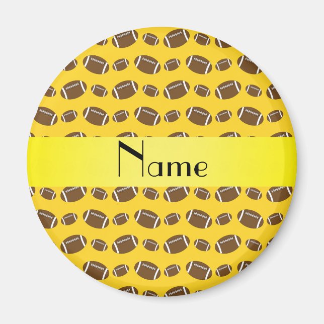 Personalized name yellow footballs magnet (Front)