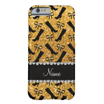 Personalized Name Yellow Glitter Boots Bows Barely There Iphone 6 Case by Brothergravydesigns at Zazzle