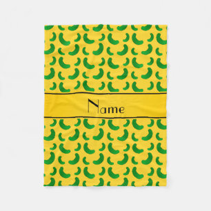 Personalized name yellow green pickles fleece blanket