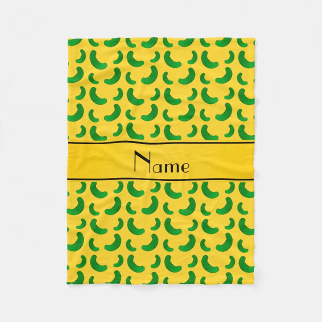 Personalized name yellow green pickles fleece blanket (Front)