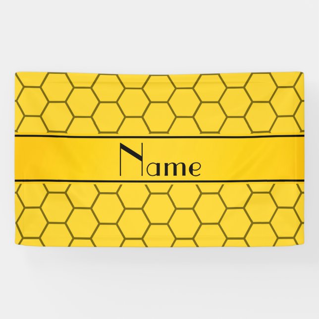 Personalized name yellow honeycomb banner (Horizontal)