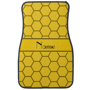 Personalized name yellow honeycomb car mat