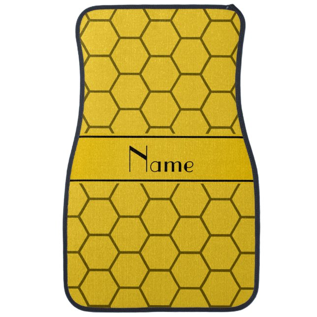 Personalized name yellow honeycomb car mat (Front)