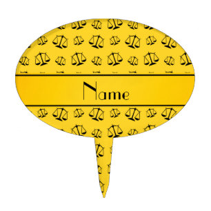 Personalized name yellow justice scales cake topper