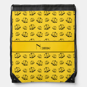 Personalized name yellow justice scales drawstring bag