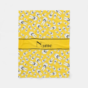 Personalized name yellow karate pattern fleece blanket