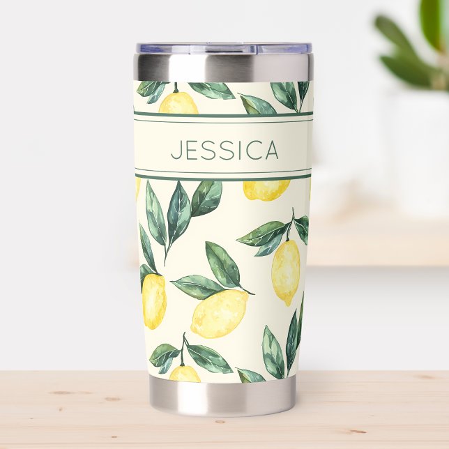Personalized Name Yellow Lemon Citrus Bridesmaid Insulated Tumbler (Personalized Name Yellow Lemon Citrus Bridesmaid Insulated Tumbler)