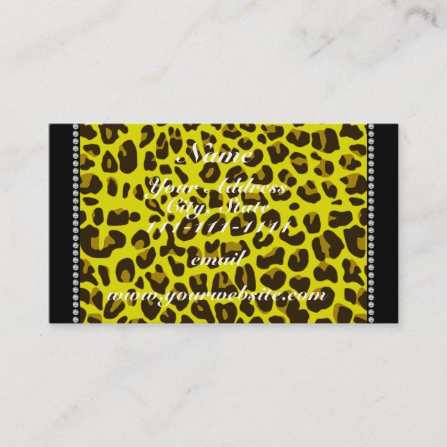 Personalized name yellow leopard pattern business card (Front)