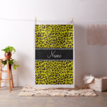 Personalized name yellow leopard pattern fabric