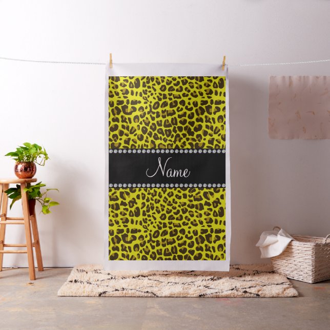 Personalized name yellow leopard pattern fabric (In Situ)