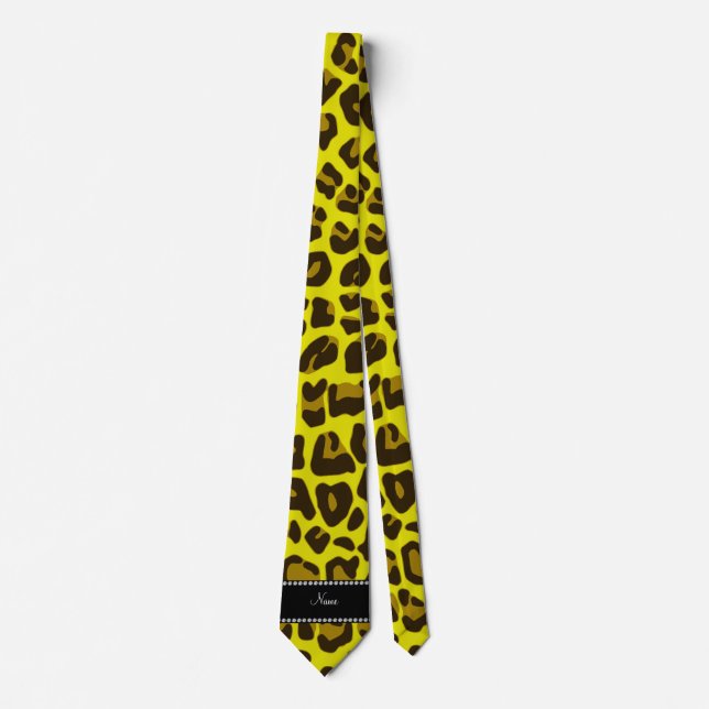 Personalized name yellow leopard pattern tie (Front)