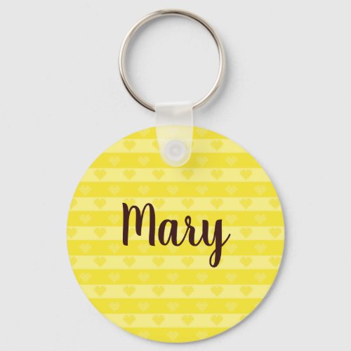 Personalized Name Yellow Little Hearts Keychain