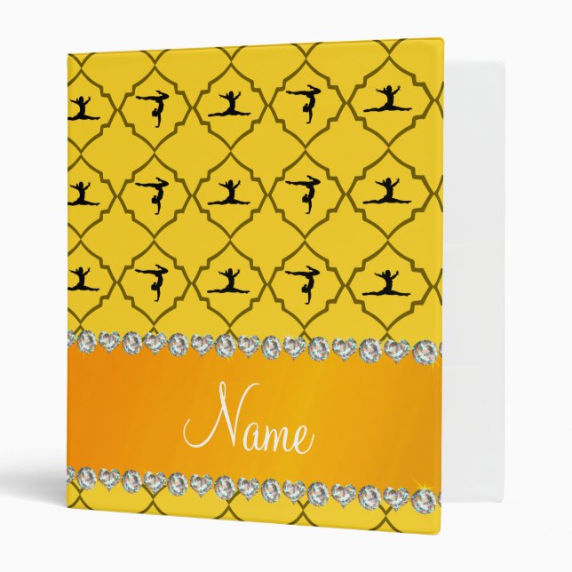 Personalized name yellow moroccan gymnastics binder (Front/Inside)