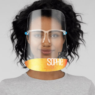 Personalized Name Yellow Orange Gradient Trendy Face Shield