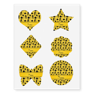 Personalized name yellow paintball pattern temporary tattoos