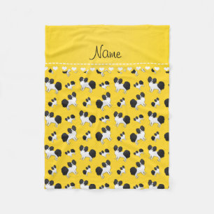 Personalized name yellow Papillon dogs Fleece Blanket