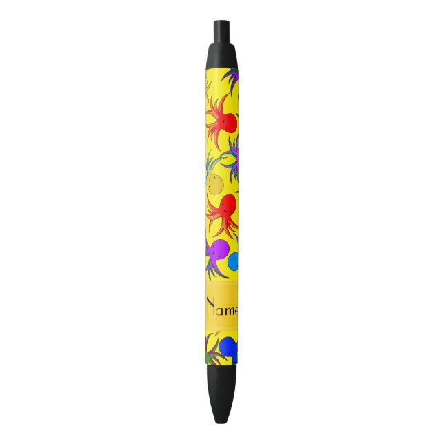 Personalized name yellow rainbow octopus pen (Front Vertical)