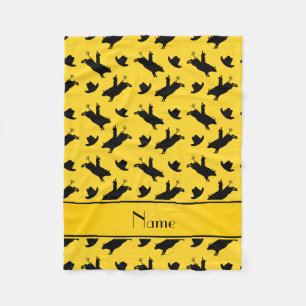 Personalized name yellow rodeo bull riding pattern fleece blanket