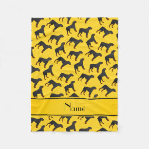 Personalized name yellow rottweiler dog pattern fleece blanket