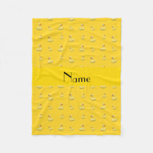 Personalized name yellow rubber duck pattern fleece blanket