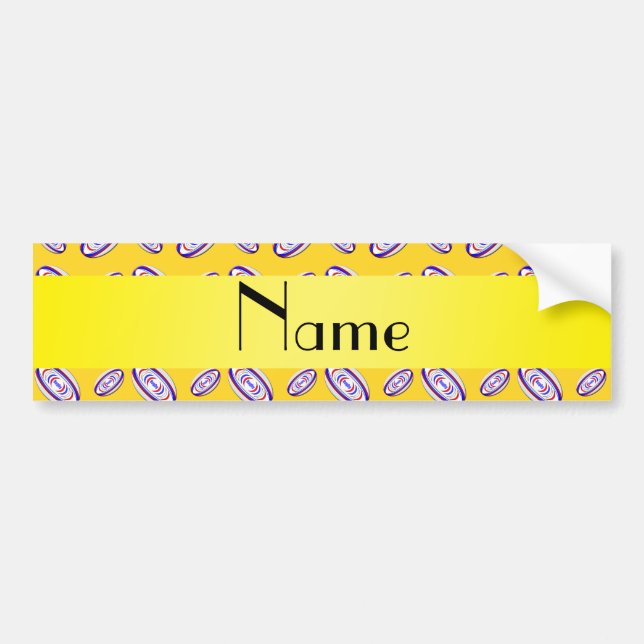 Personalized name yellow rugby balls bumper sticker (Front)