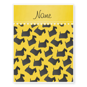 Personalized name yellow scottish terrier dogs temporary tattoos