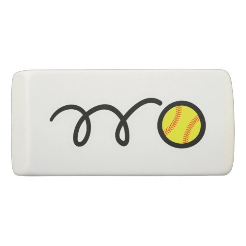 Personalized name yellow softball rubber eraser