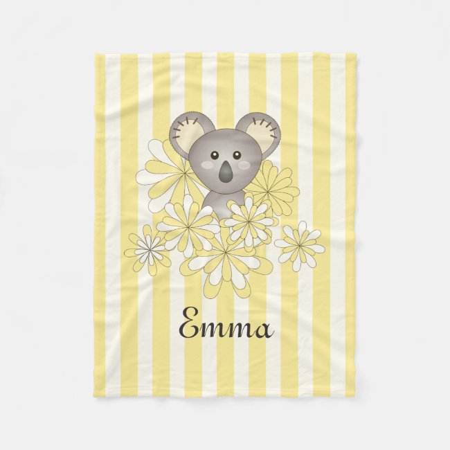 Personalized Name Yellow Stripe Baby Koala