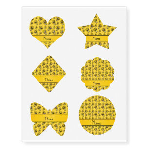 Personalized name yellow sugar skulls temporary tattoos