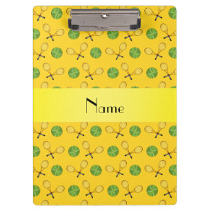 Personalized name yellow tennis balls clipboard
