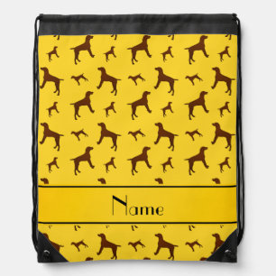 Personalized name yellow Vizsla dogs Drawstring Bag