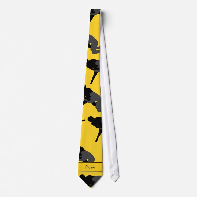 Personalized name yellow wrestling tie (Front)