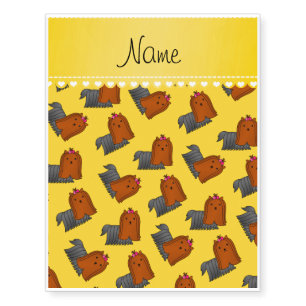 Personalized name yellow yorkshire terriers temporary tattoos