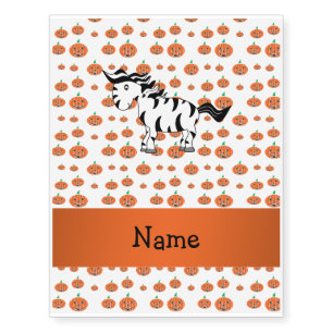 Personalized name zebra pumpkins pattern temporary tattoos