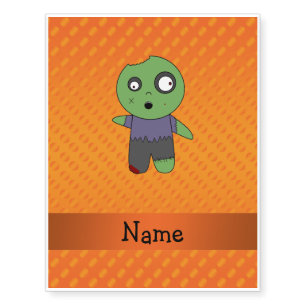 Personalized name zombie orange polka dots pattern temporary tattoos